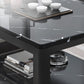 Glam Frame Salontafel Leisteen Cocktailtafel met Opbergplank voor Woonkamer