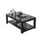 Glam Frame Salontafel Leisteen Cocktailtafel met Opbergplank voor Woonkamer