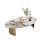 Glam Slate Koffiecocktailtafel Ovale cocktailtafel voor de woonkamer