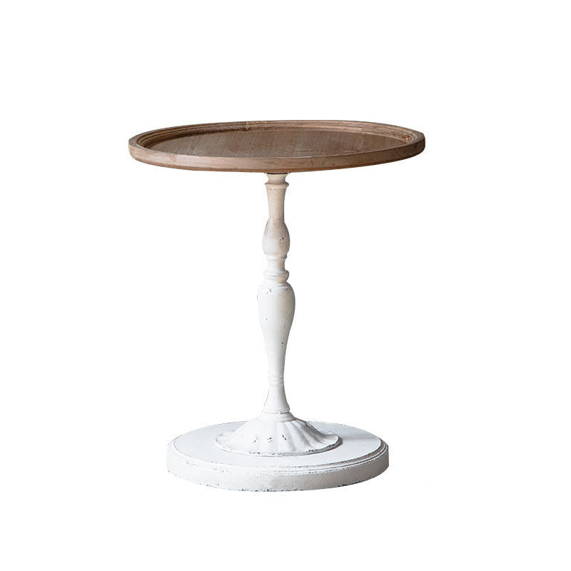Pedestal Round Side End Table Rustic Distressed Side End Table