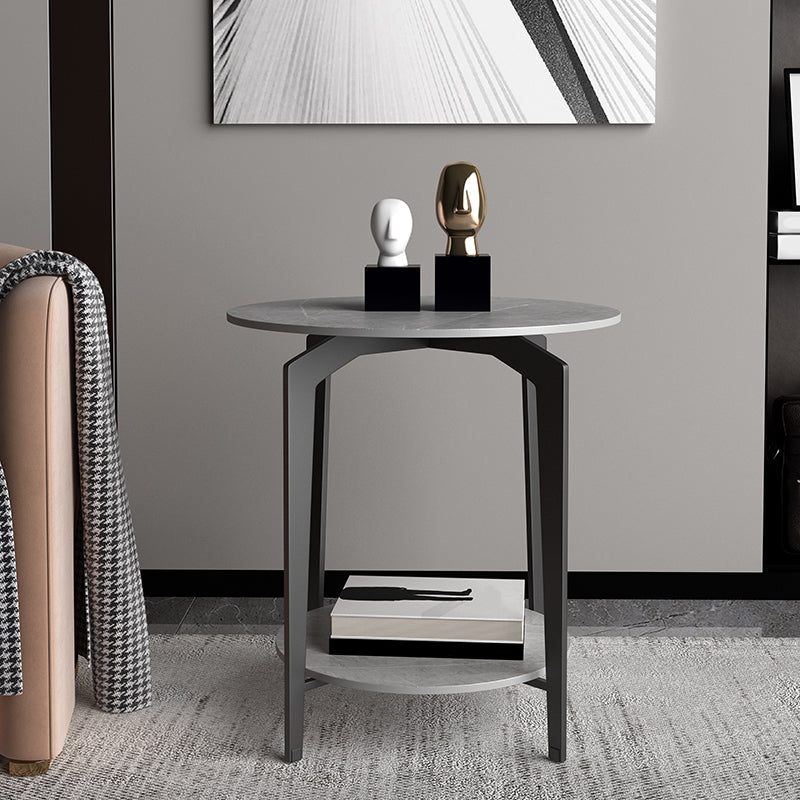 Minimalistische ronde hoektafel leisteen 4 poten banken bijzettafel met opslag