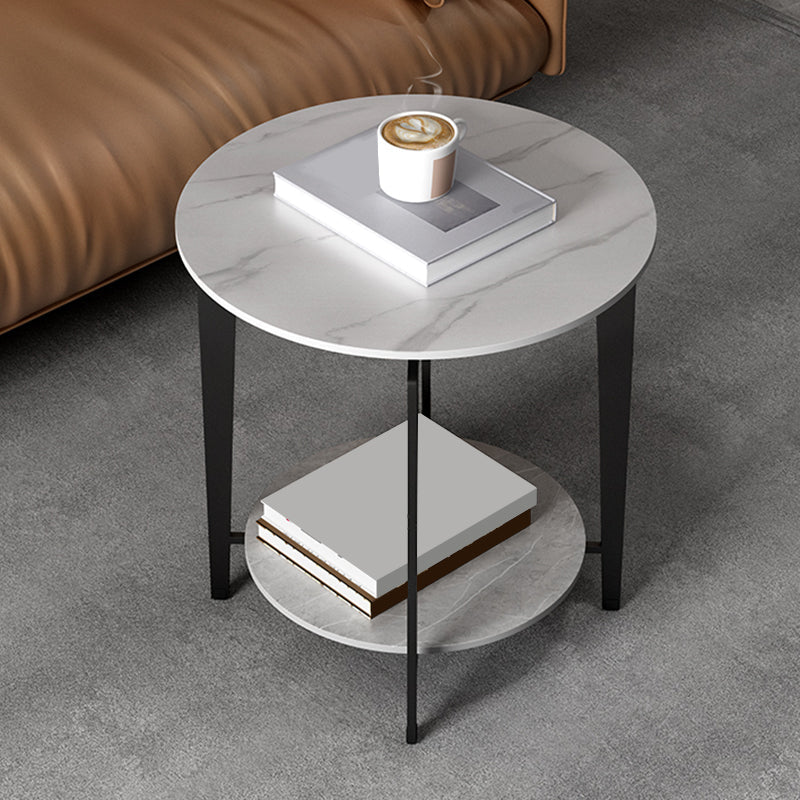 Minimalistische ronde hoektafel leisteen 4 poten banken bijzettafel met opslag