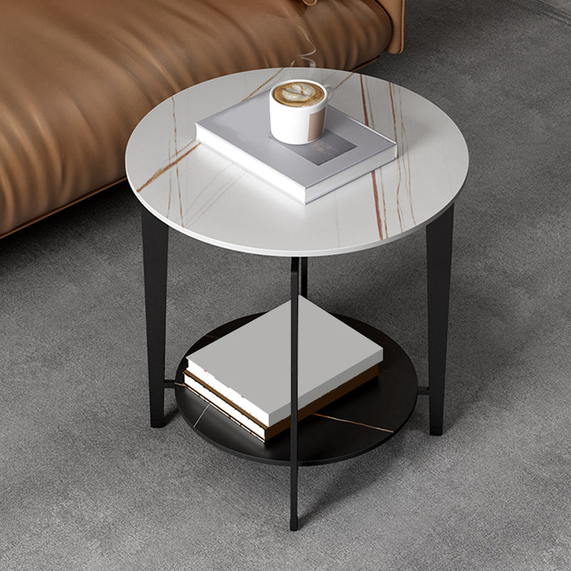 Minimalistische ronde hoektafel leisteen 4 poten banken bijzettafel met opslag