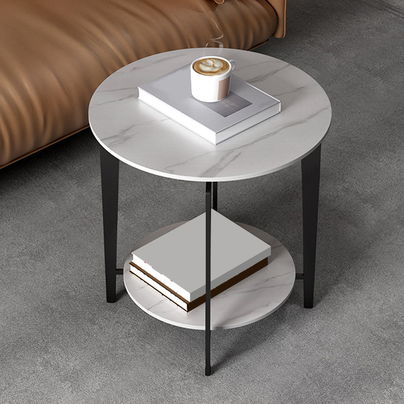 Minimalistische ronde hoektafel leisteen 4 poten banken bijzettafel met opslag