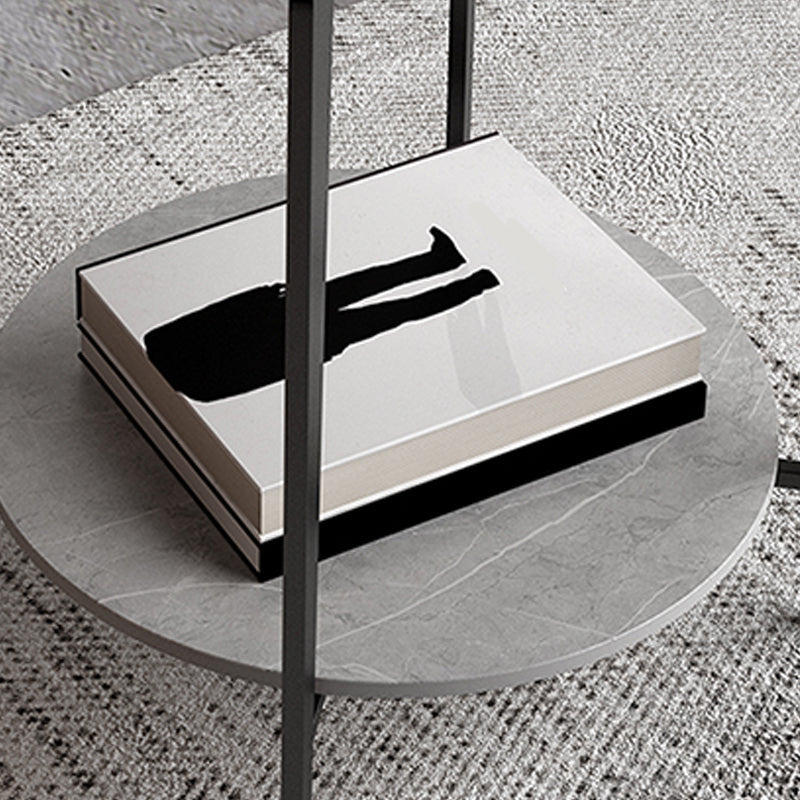 Minimalistische ronde hoektafel leisteen 4 poten banken bijzettafel met opslag