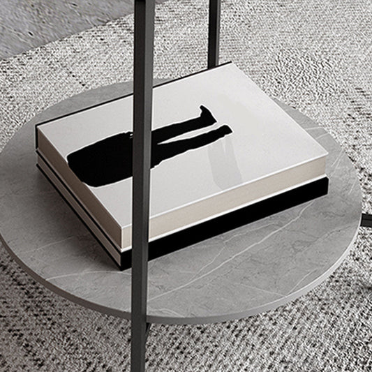 Tavolo da tavolo angolare rotondo minimalista 4 gambe di divano tavolo laterale con archiviazione