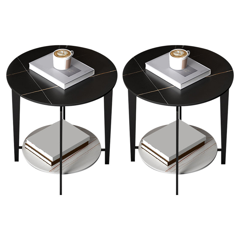 Minimalistische ronde hoektafel leisteen 4 poten banken bijzettafel met opslag