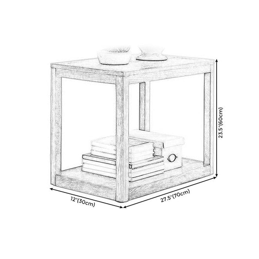 Wood Side 23.6"Tall Table Square End Table with Shelf for Living Room