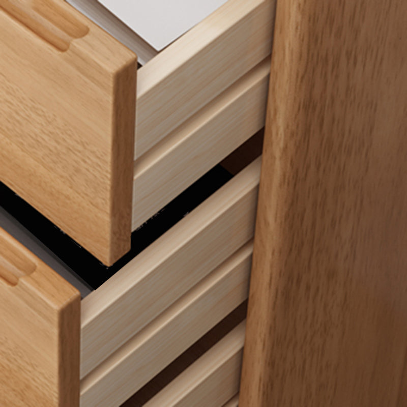 Coffre en bois massif contemporain, coffre d'accent rectangle avec tiroirs