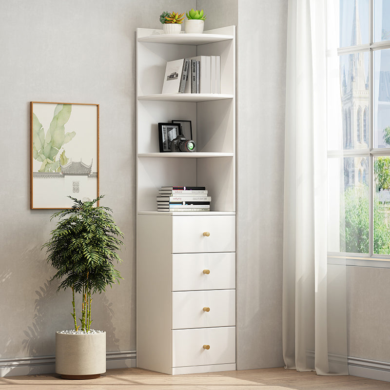 Contemporary 73.23"Tall Corner Chest, 4- Drawer Wood Accent Chest White Clearhalo 'Cabinets & Chests' 'cabinets_chests' 'furn' 'furn_cabinets_chests' 'Furniture' 'Living Room Furniture' 5860801