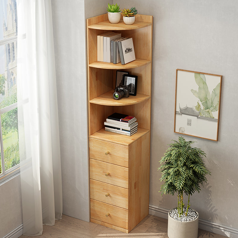 Contemporary 73.23"Tall Corner Chest, 4- Drawer Wood Accent Chest Natural Clearhalo 'Cabinets & Chests' 'cabinets_chests' 'furn' 'furn_cabinets_chests' 'Furniture' 'Living Room Furniture' 5860808