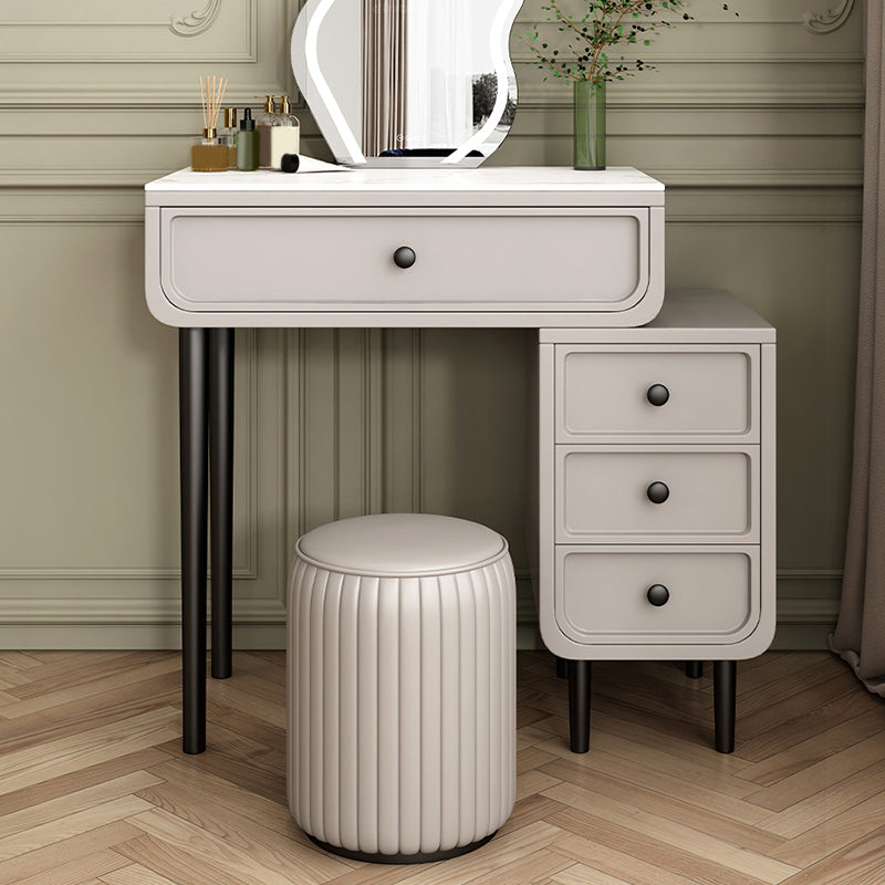 Tavolo da toeletta da top di vanità e sgabelli in ardesia glam