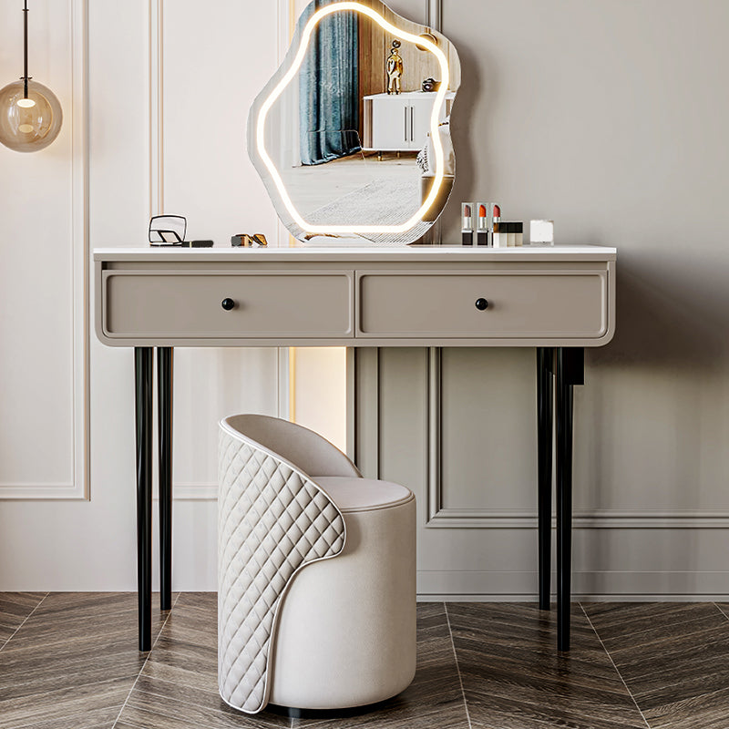 Glam Slate Top Vanity Dressing Table Solid Wood Vanity Desk with Drawers Clearhalo 'Bedroom Furniture' 'furn' 'furn_makeup_vanities' 'Furniture' 'Makeup Vanities' 'makeup_vanities' 5860933