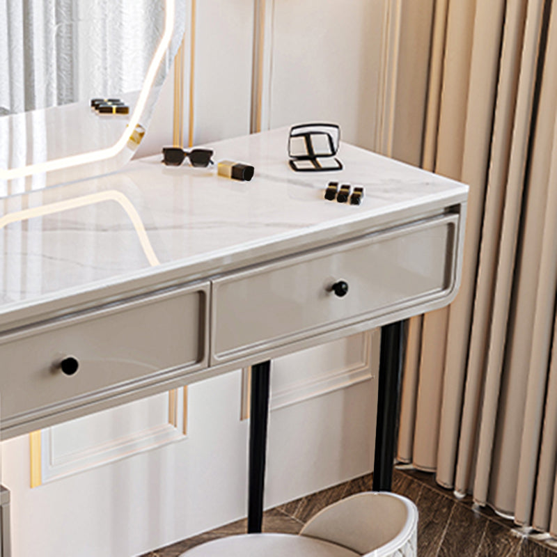 Glam Slate Top Vanity Dressing Table Solid Wood Vanity Desk with Drawers Clearhalo 'Bedroom Furniture' 'furn' 'furn_makeup_vanities' 'Furniture' 'Makeup Vanities' 'makeup_vanities' 5860935