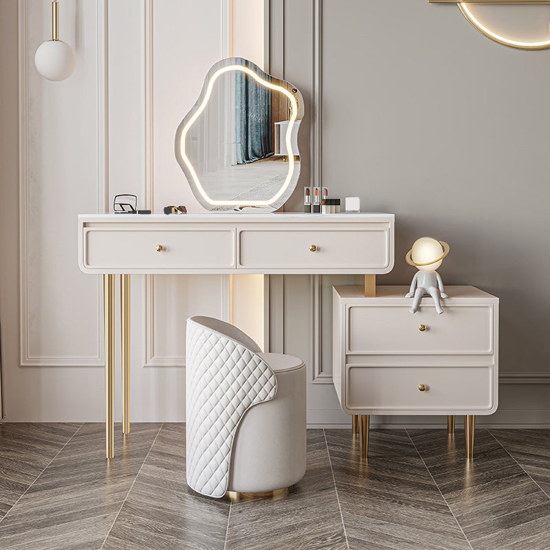 Glam Slate Top Vanity Dressing Table Solid Wood Vanity Desk with Drawers Clearhalo 'Bedroom Furniture' 'furn' 'furn_makeup_vanities' 'Furniture' 'Makeup Vanities' 'makeup_vanities' 5860941