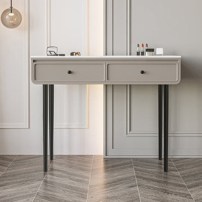 Glam Slate Top Vanity Dressing Table Solid Wood Vanity Desk with Drawers Grey 2 Clearhalo 'Bedroom Furniture' 'furn' 'furn_makeup_vanities' 'Furniture' 'Makeup Vanities' 'makeup_vanities' 5860942