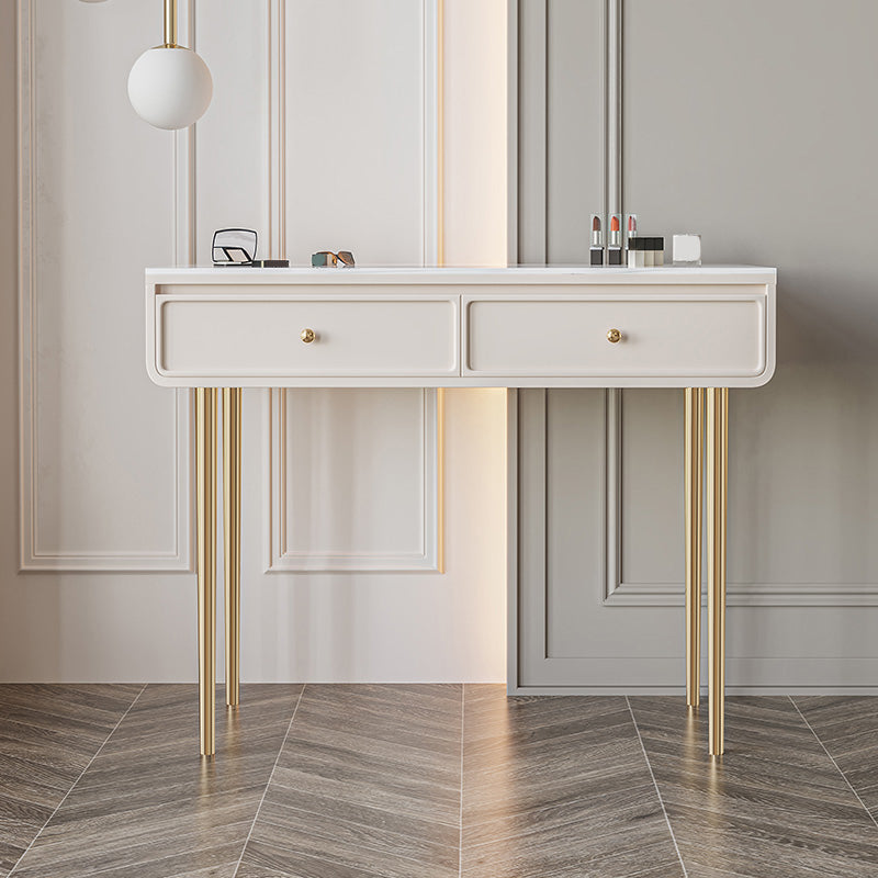 Glam Slate Top Vanity Dressing Table Solid Wood Vanity Desk with Drawers White 2 Clearhalo 'Bedroom Furniture' 'furn' 'furn_makeup_vanities' 'Furniture' 'Makeup Vanities' 'makeup_vanities' 5860944