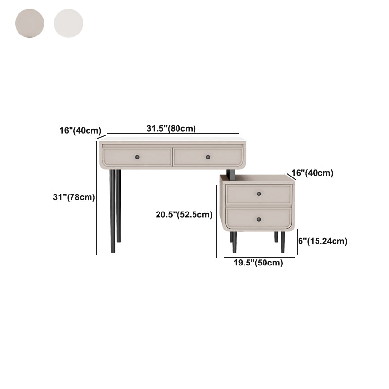 Glam Slate Top Vanity Dressing Table Solid Wood Vanity Desk with Drawers Clearhalo 'Bedroom Furniture' 'furn' 'furn_makeup_vanities' 'Furniture' 'Makeup Vanities' 'makeup_vanities' 5860946