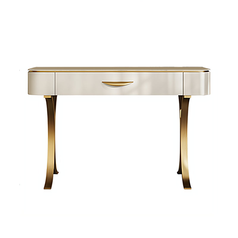 Glam Massivholz Waschtisch und Stuhl -Set -Schiefer -Top -Make -up -Zähler