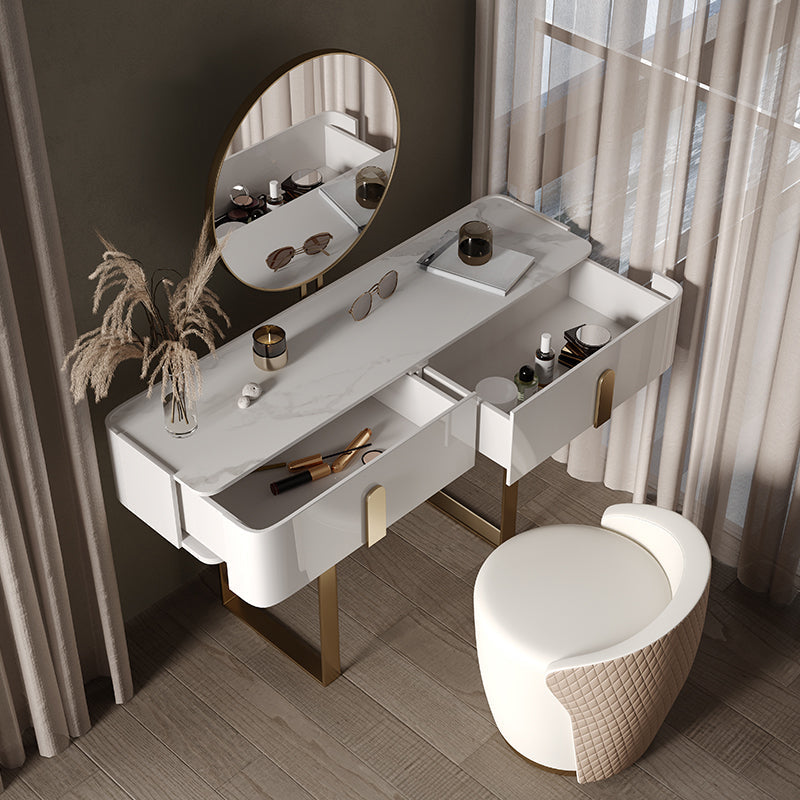 Tavolo da trucco da cambio a 2 cassetti set glam tavolo da toeletta in ardesia glam