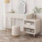Glam White Vanity Dressing Table Slate Top Makeup Vanity Desk