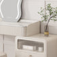 Glam White Vanity Dressing Table Slate Top Makeup Vanity Desk