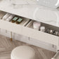 Glam White Vanity Dressing Table Slate Top Makeup Vanity Desk