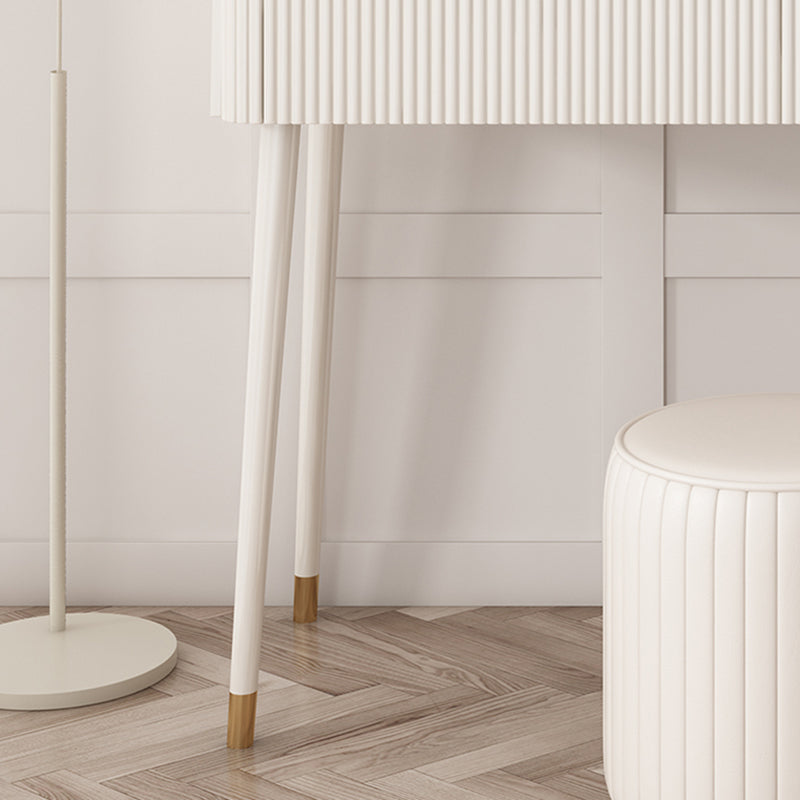 Glam White Vanity Dressing Table Slate Top Makeup Vanity Desk