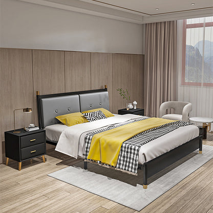 Metal and Upholstered Panel Bed Glam 39.4" Tall Standard Bed