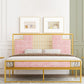 Glam Metal and Upholstered Open-Frame Bed with Headboard and Footboard