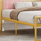 Glam Metal and Upholstered Open-Frame Bed with Headboard and Footboard