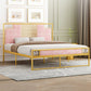 Glam Metal and Upholstered Open-Frame Bed with Headboard and Footboard