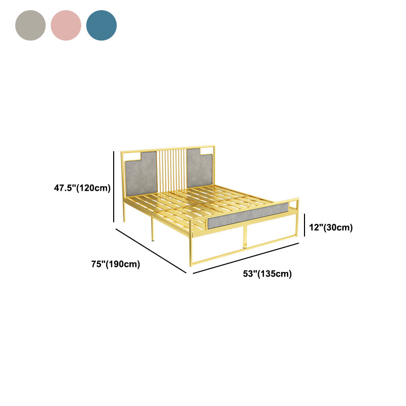 Glam Metal and Upholstered Open-Frame Bed with Headboard and Footboard