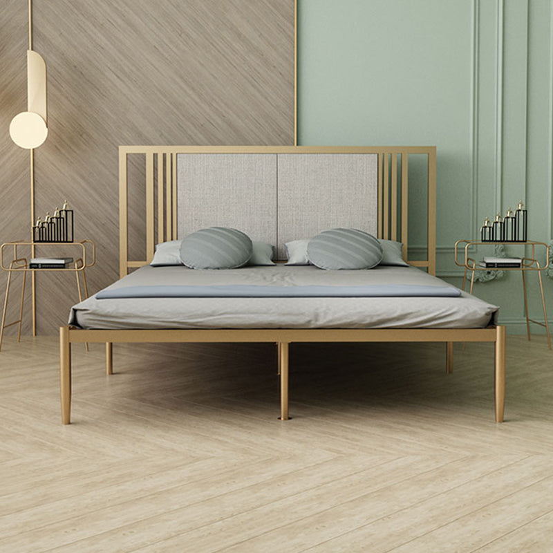 Metal and Upholstered Standard Bed Glam 45" Tall Open-Frame Bed