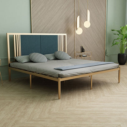 Metal and Upholstered Standard Bed Glam 45" Tall Open-Frame Bed