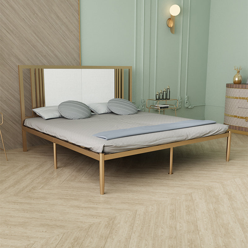 Metal and Upholstered Standard Bed Glam 45" Tall Open-Frame Bed