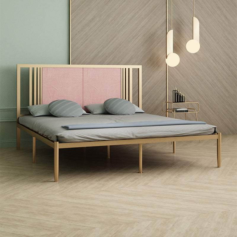 Metal and Upholstered Standard Bed Glam 45" Tall Open-Frame Bed