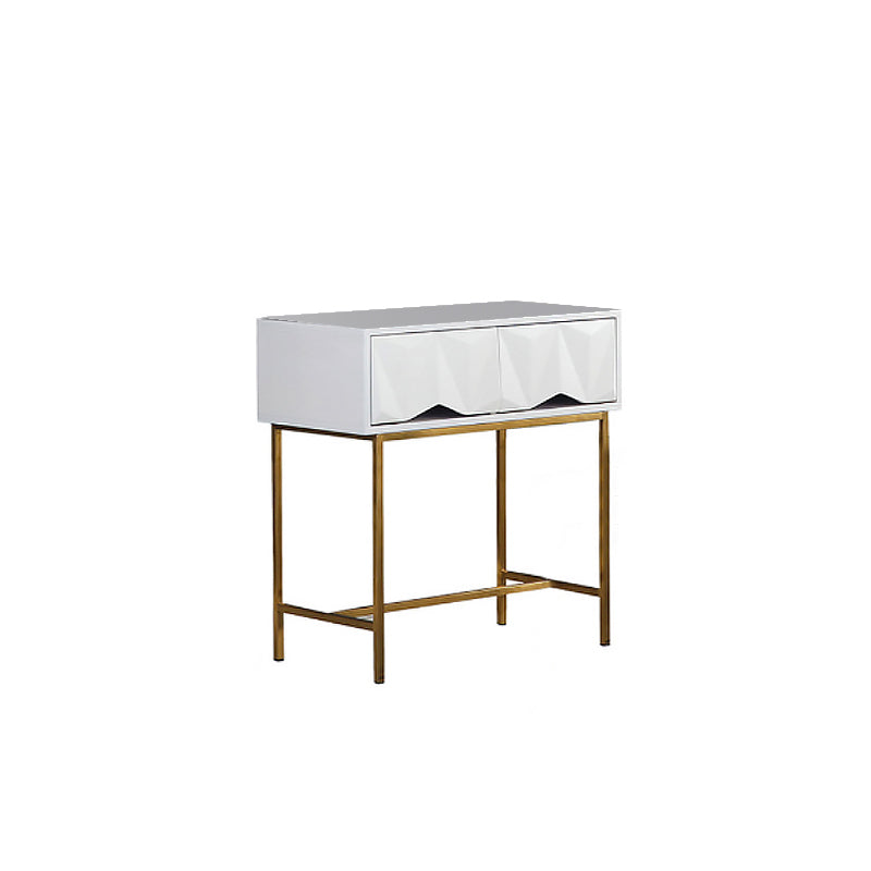 Mesa de tocador de madera/hierro en tocador blanco Glam 31.5 "H con espejo y taburetes