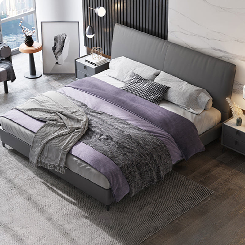 Lit en bois et lit standard rembourré au panneau contemporain avec tête de lit rembourrée