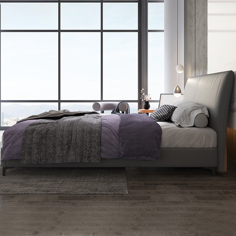 Lit en bois et lit standard rembourré au panneau contemporain avec tête de lit rembourrée