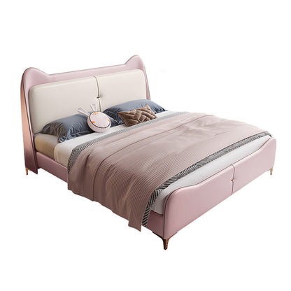 49.6 "高さの木と布張りのウィングバックベッド現代的な標準ベッド