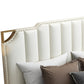 Contemporary Wood and Upholstered Panel Bed with Nailhead Trim