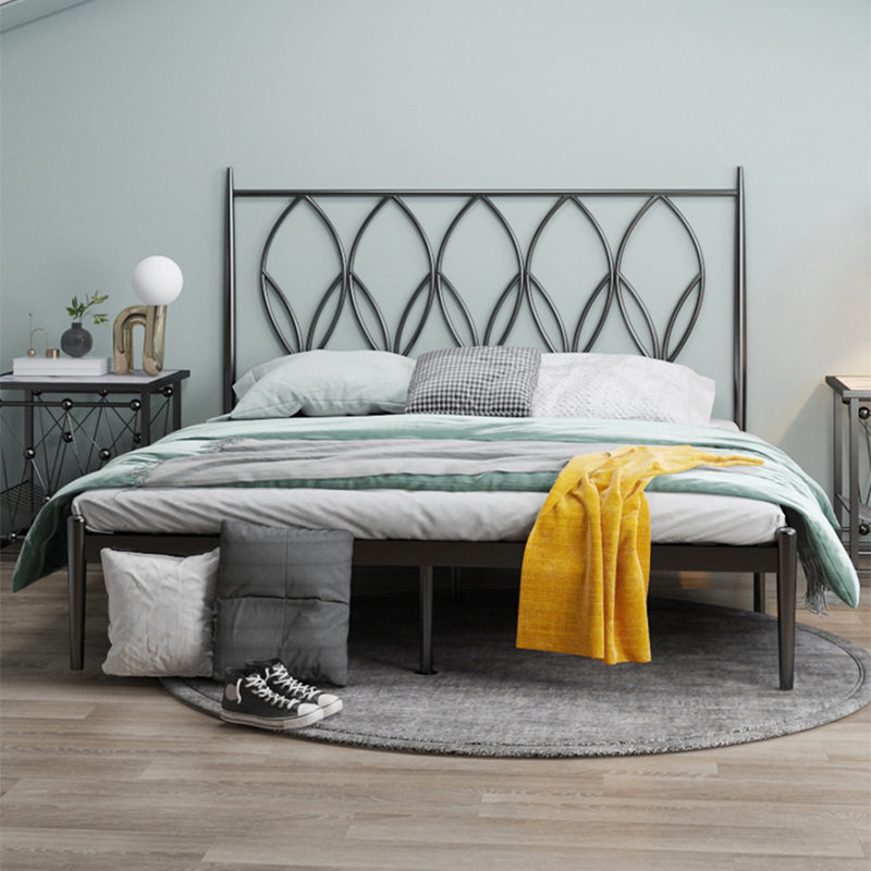 47" Tall Open-Frame Bed Glam Metallic Standard Bed with Headboard