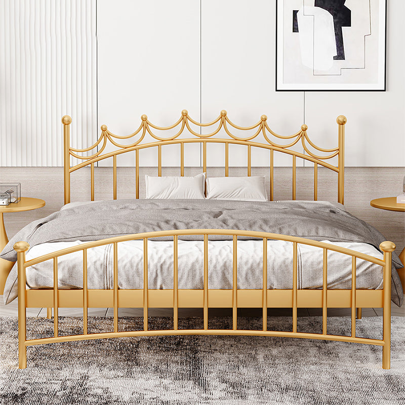 Metallic Standard Bed Glam Open-Frame Bed with Arched Headboard Gold Clearhalo 'Bedroom Furniture' 'Beds' 'furn' 'furn_beds' 'Furniture' 5861205