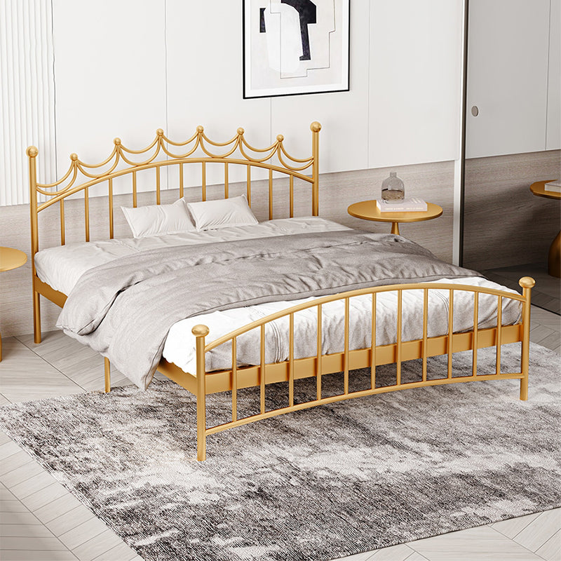 Metallic Standard Bed Glam Open-Frame Bed with Arched Headboard Gold Clearhalo 'Bedroom Furniture' 'Beds' 'furn' 'furn_beds' 'Furniture' 5861208