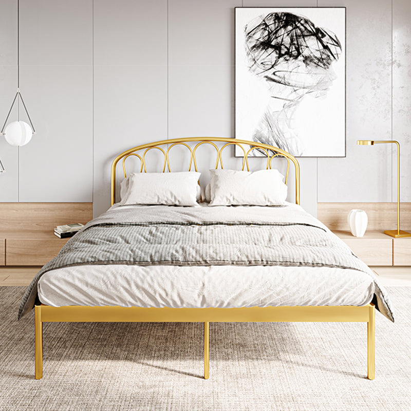 Glam Open-Frame Bed with Arched Headboard, 48" Tall Metal Bed Gold Clearhalo 'Bedroom Furniture' 'Beds' 'furn' 'furn_beds' 'Furniture' 5861220