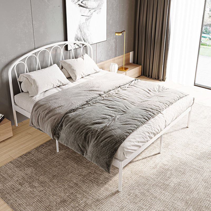 Glam Open-Frame Bed with Arched Headboard, 48" Tall Metal Bed White Clearhalo 'Bedroom Furniture' 'Beds' 'furn' 'furn_beds' 'Furniture' 5861222