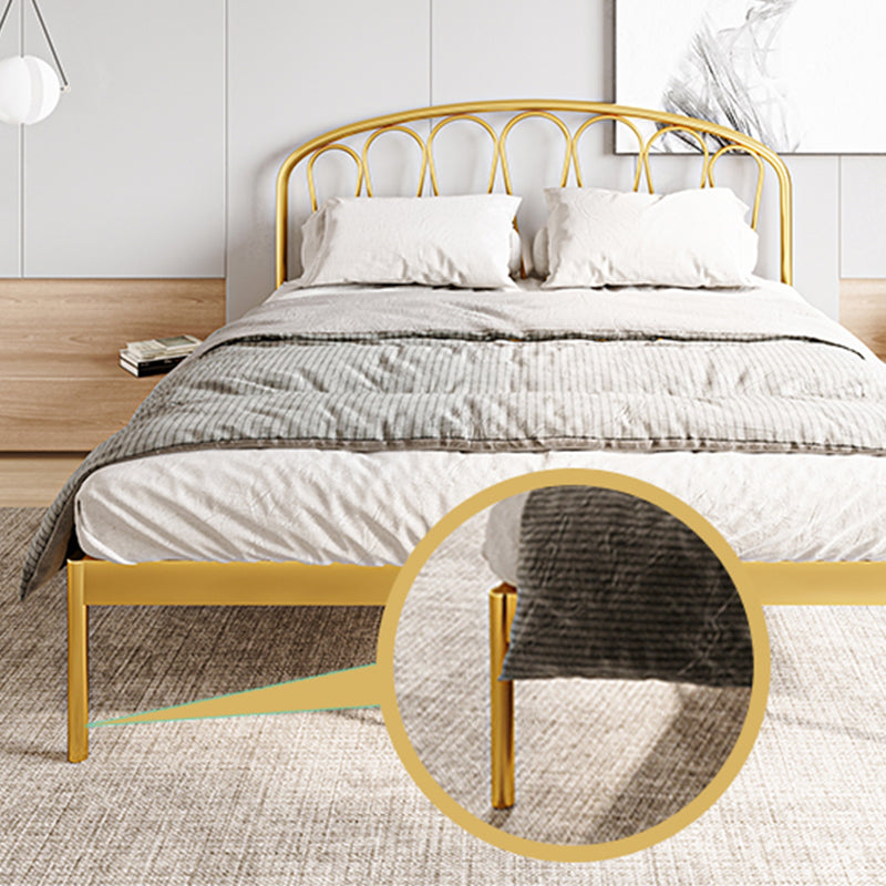 Glam Open-Frame Bed with Arched Headboard, 48" Tall Metal Bed Clearhalo 'Bedroom Furniture' 'Beds' 'furn' 'furn_beds' 'Furniture' 5861225