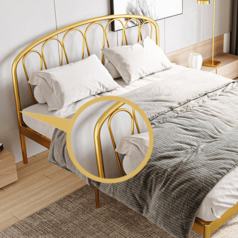 Glam Open-Frame Bed with Arched Headboard, 48" Tall Metal Bed Clearhalo 'Bedroom Furniture' 'Beds' 'furn' 'furn_beds' 'Furniture' 5861226