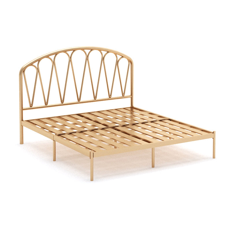 Glam Open-Frame Bed with Arched Headboard, 48" Tall Metal Bed Clearhalo 'Bedroom Furniture' 'Beds' 'furn' 'furn_beds' 'Furniture' 5861229